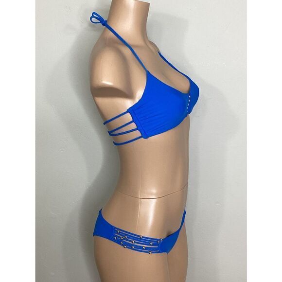 New. Pilyq bright blue braided bikini set. - Picture 7 of 12